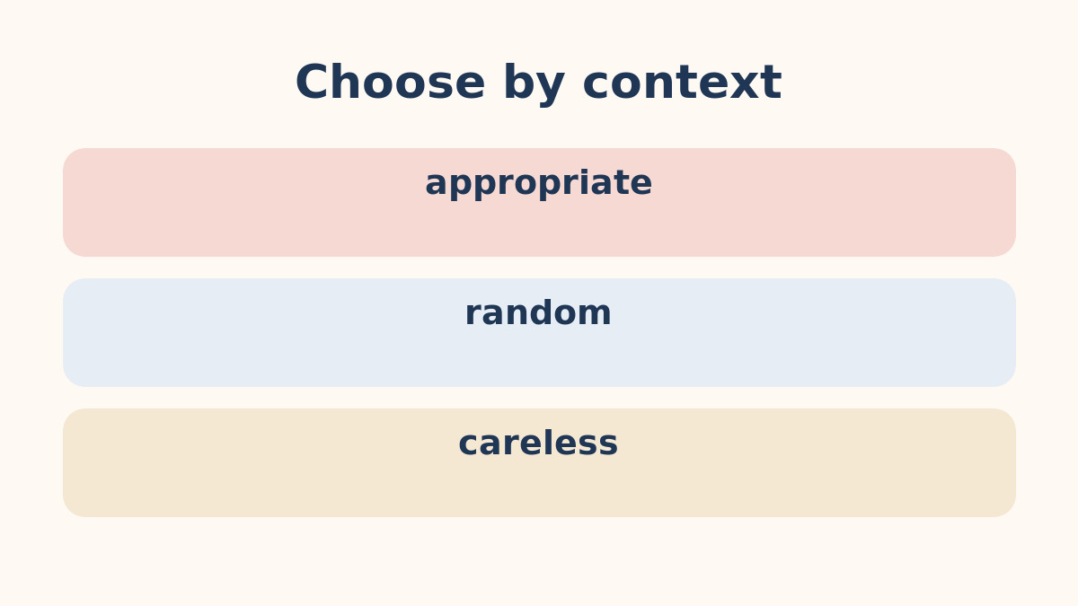 appropriate・random・carelessの違いを示す比較図