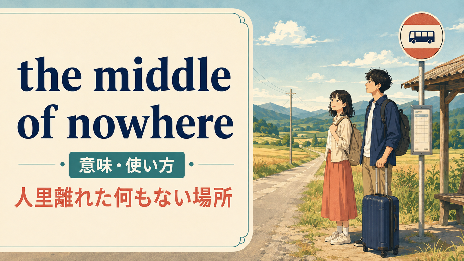 the middle of nowhereの意味・使い方を解説するアイキャッチ