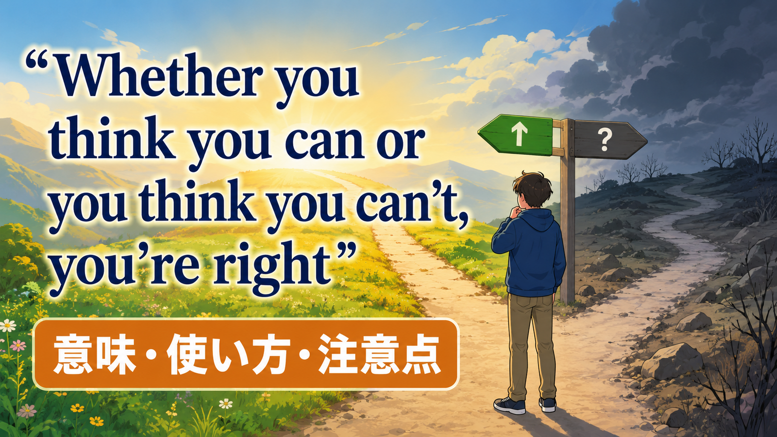 Whether you think you can, or you think you can’t, you’re rightの意味は？使い方・ニュアンス・例文を解説