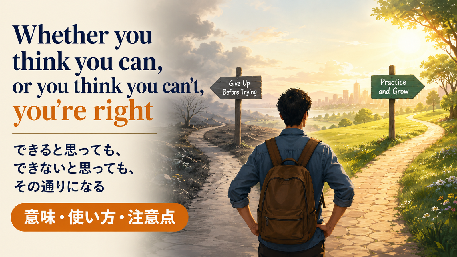 Whether you think you can, or you think you can’t, you’re rightの意味は？使い方・ニュアンス・例文と簡単な言い換え