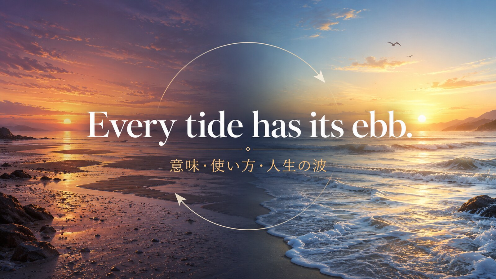 Every tide has its ebbの意味と使い方を示すアイキャッチ