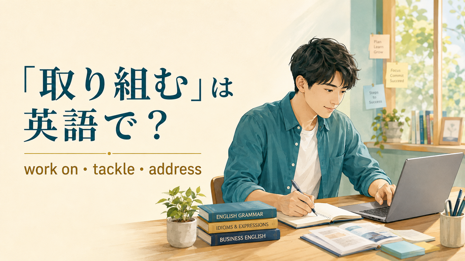 「取り組む」は英語で？ work on・tackle・address
