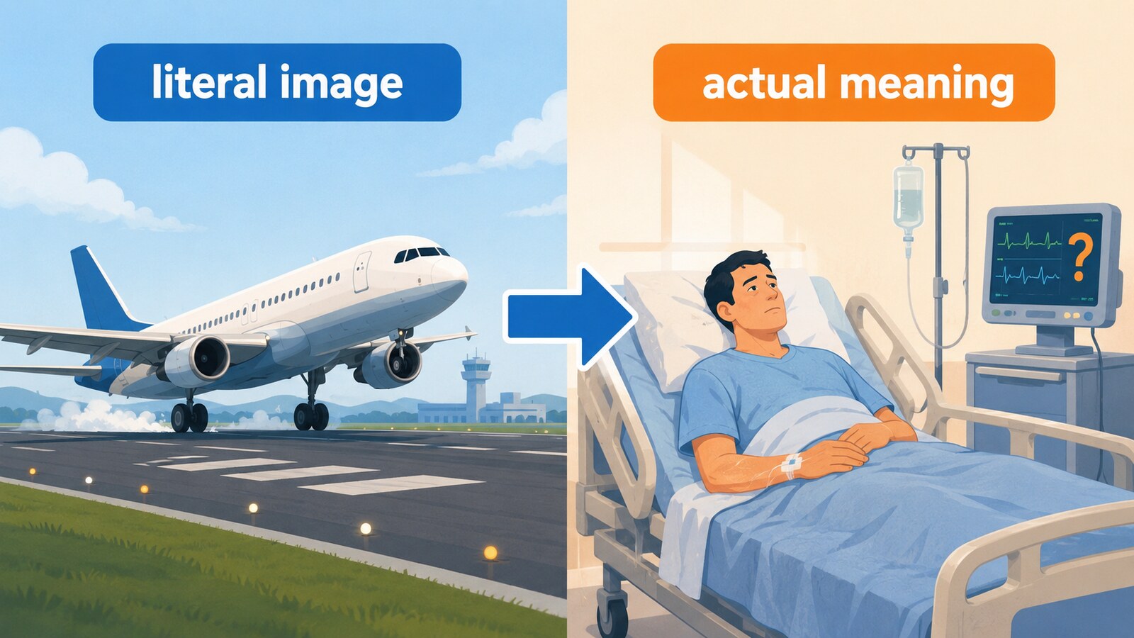 touch and goの直訳イメージと実際の意味を比較する解説イラスト