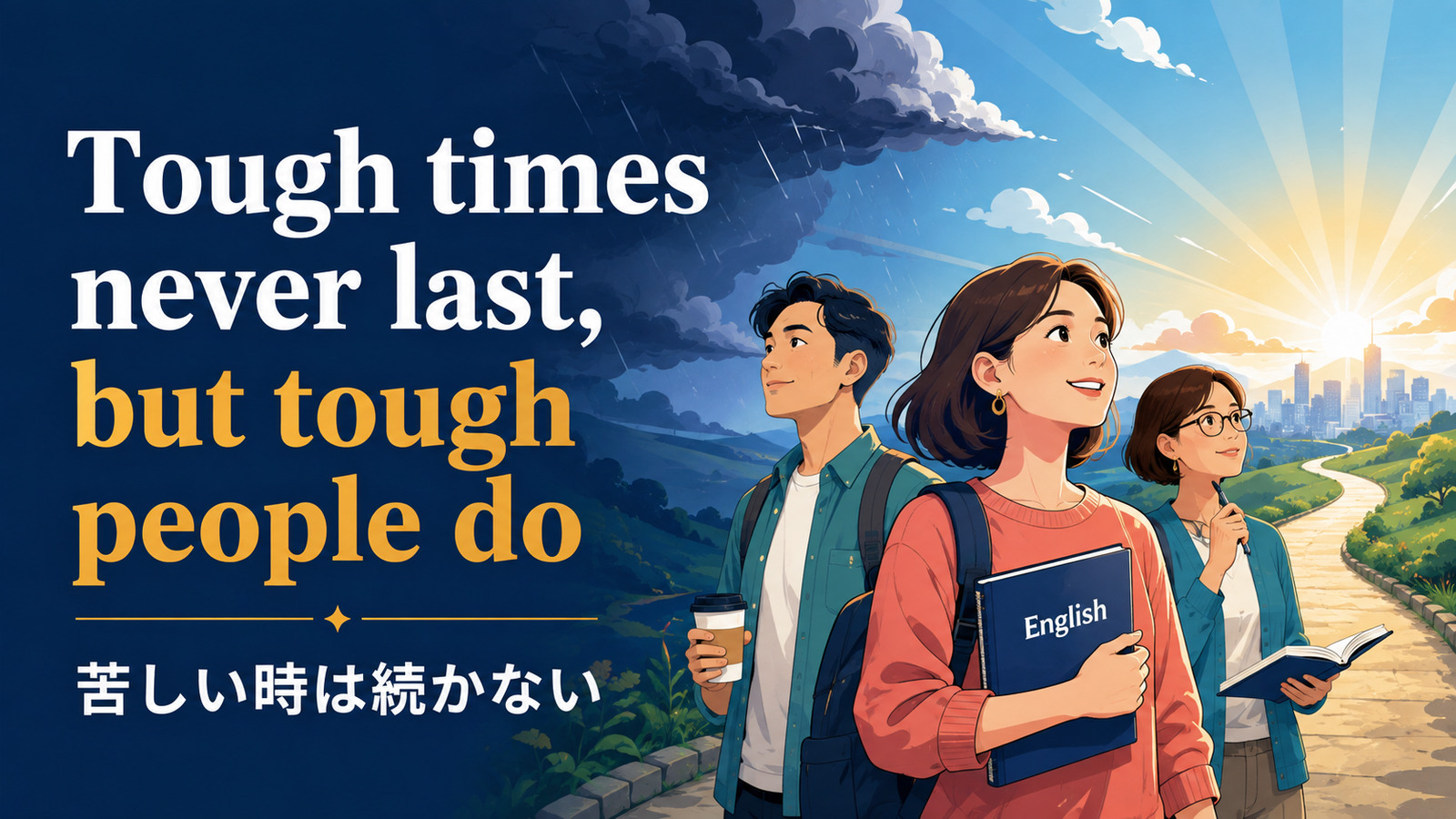 Tough times never last, but tough people doの意味・使い方を解説するアイキャッチ