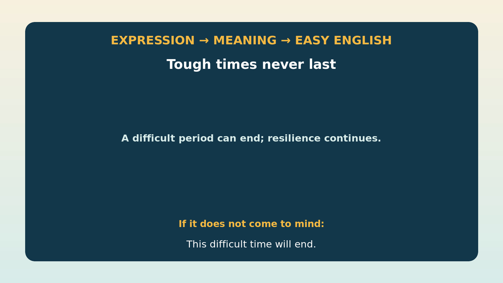 Tough times never last, but tough people doの直訳・本当の意味・簡単な言い換えの比較図