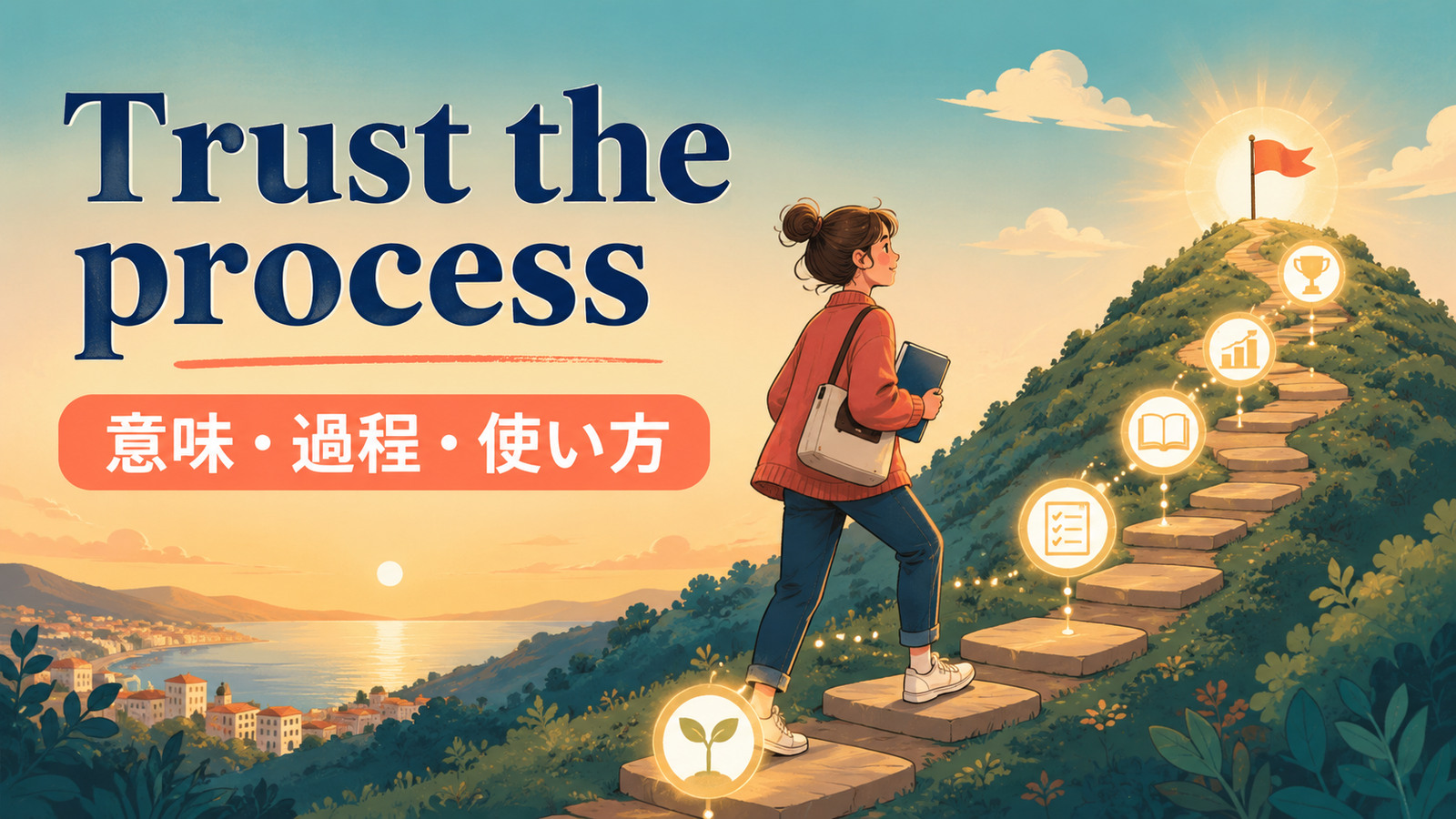 Trust the processの意味・使い方を解説するアイキャッチ