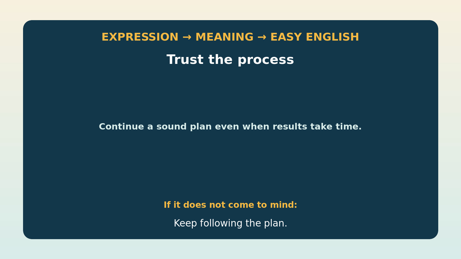 Trust the processの直訳・本当の意味・簡単な言い換えの比較図