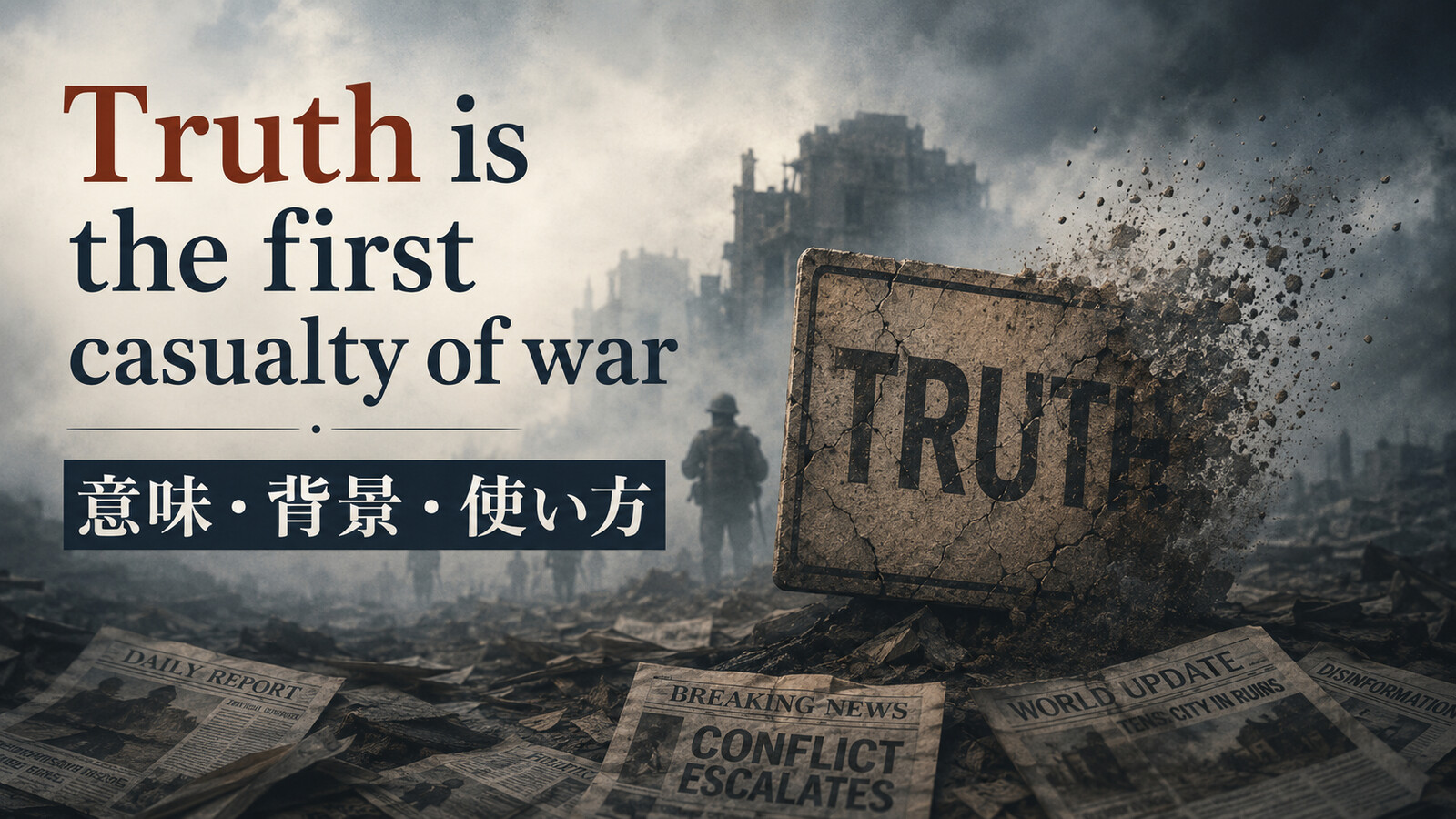 Truth is the first casualty of warの意味・使い方を解説するアイキャッチ画像