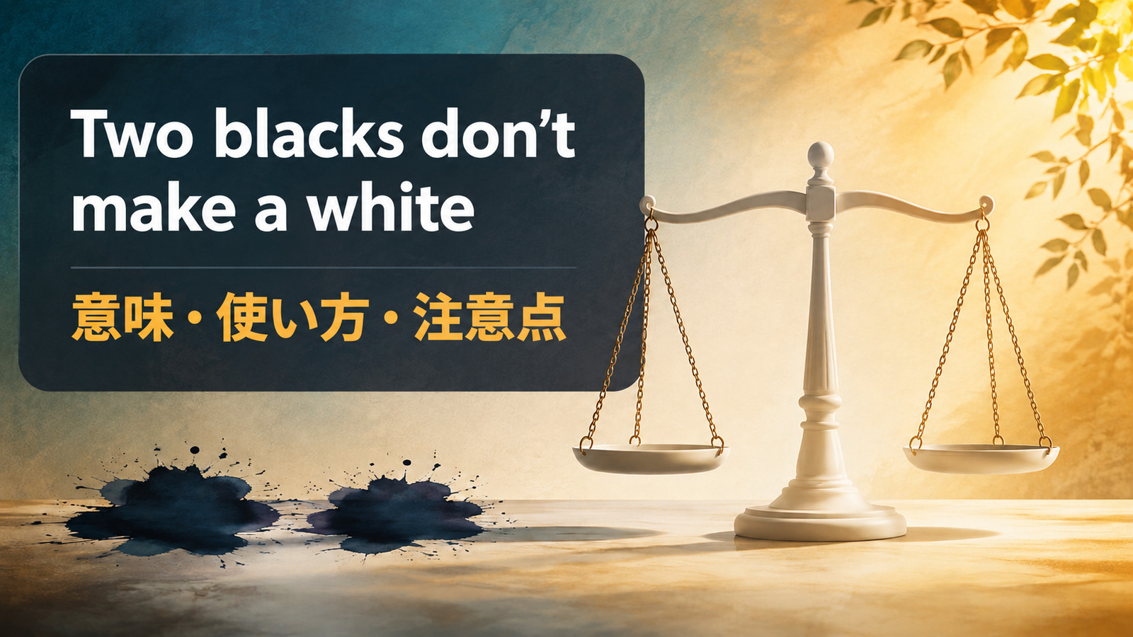 Two blacks don’t make a whiteの意味・使い方｜二つの悪で正当化しない英語