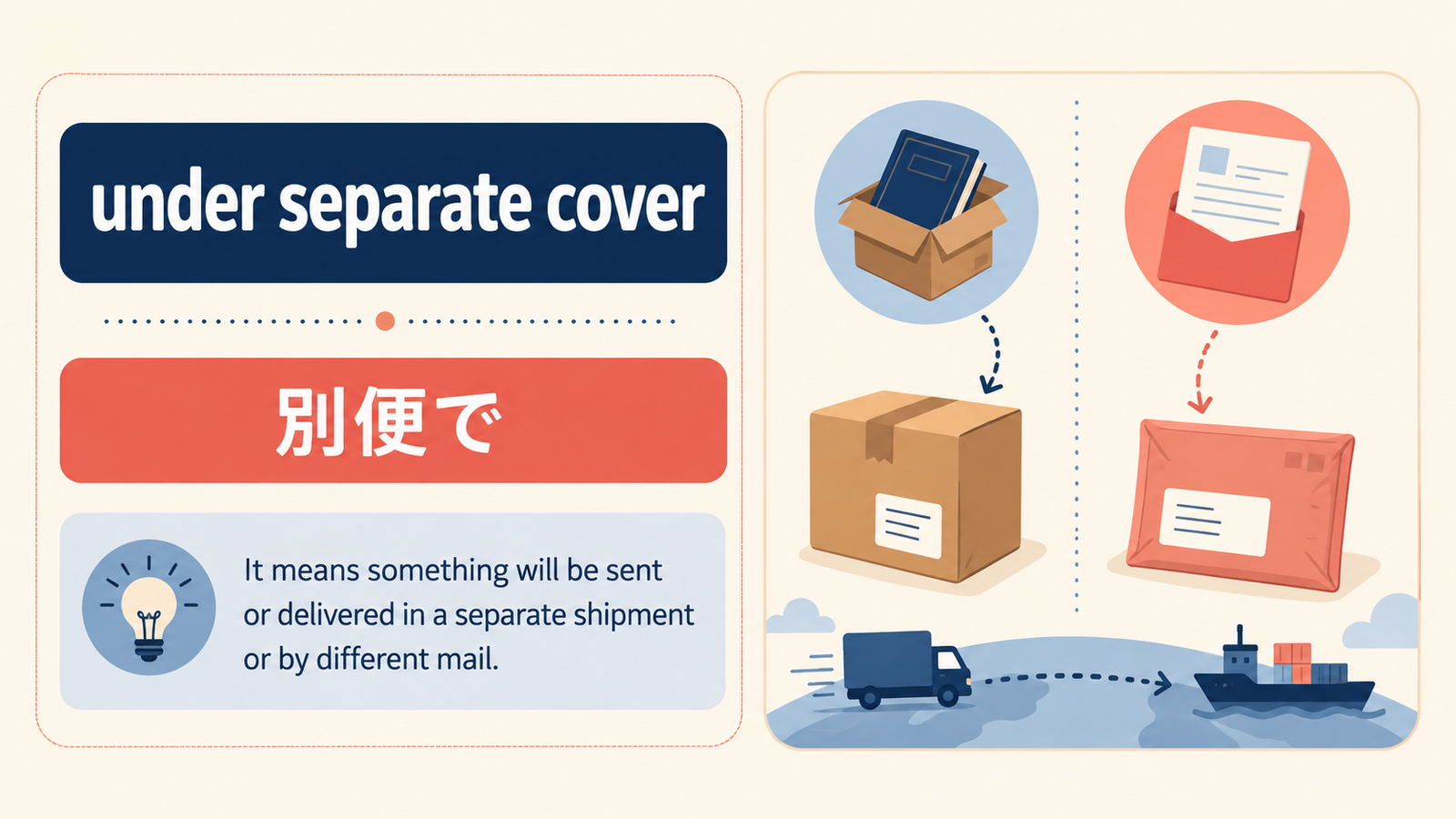 under separate coverのニュアンスを説明する記事内イラスト