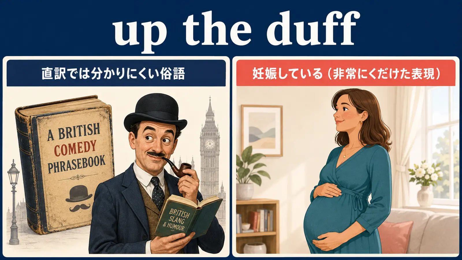 up the duffの直訳イメージと実際の意味の比較図