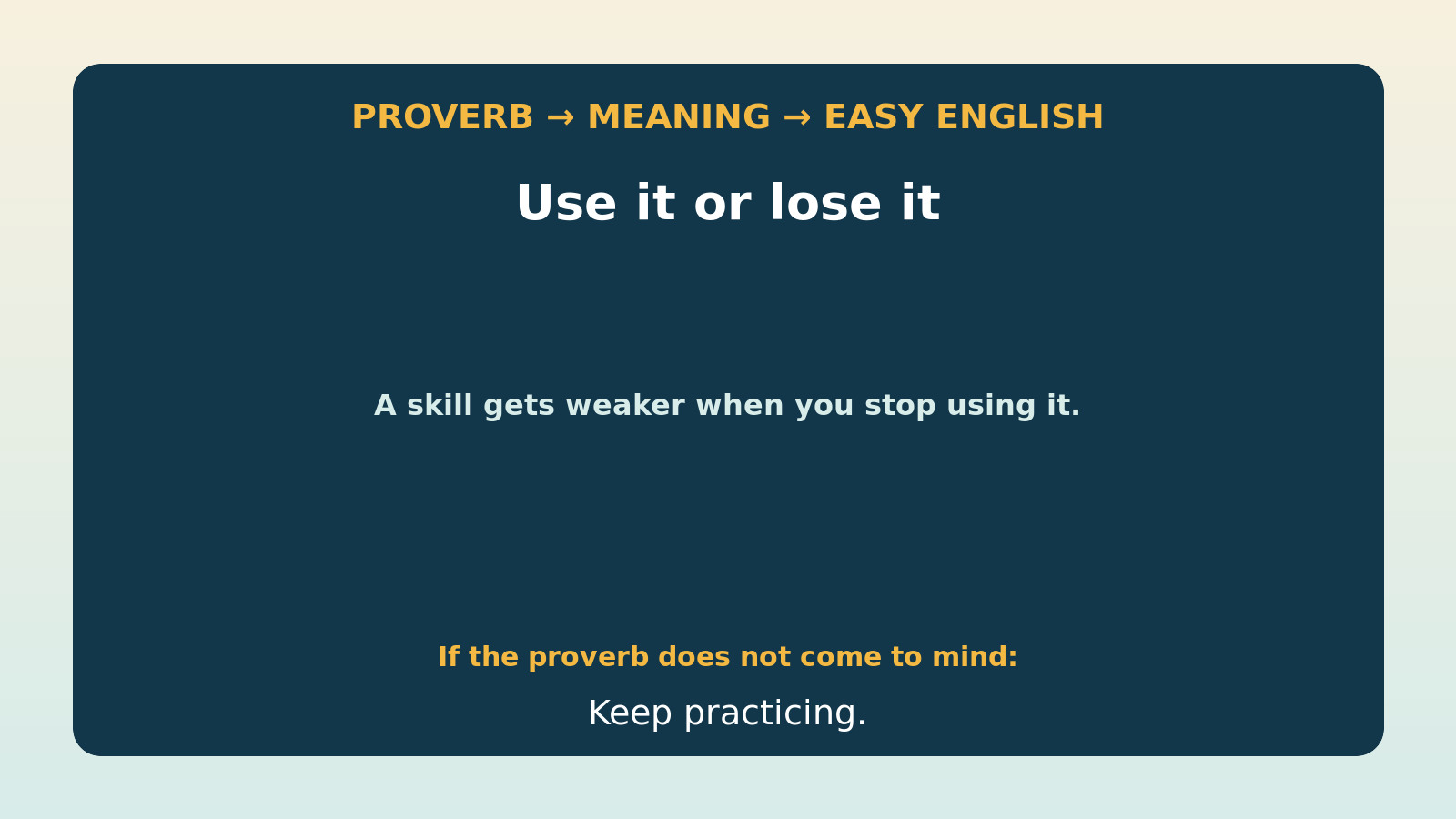 Use it or lose itの直訳・本当の意味・簡単な言い換えの比較図