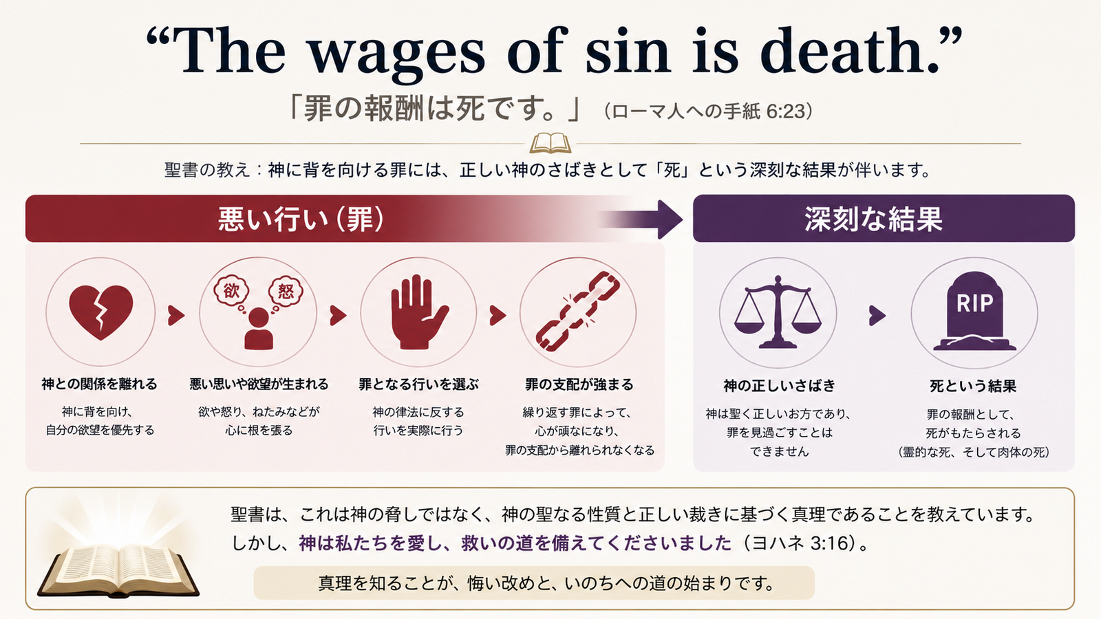 The wages of sin is deathのニュアンスを図解