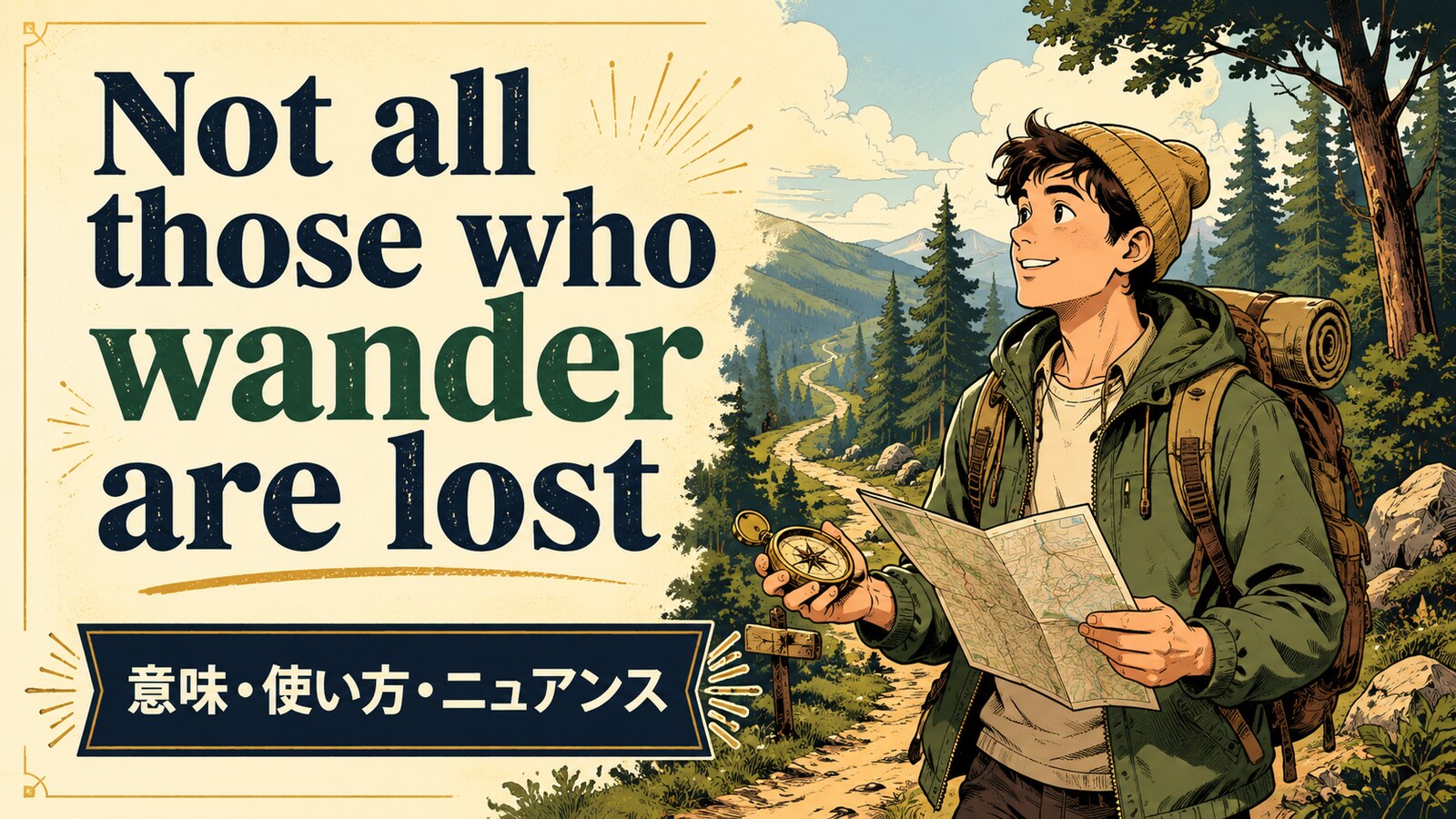 Not all those who wander are lostの意味・使い方を解説するアイキャッチ