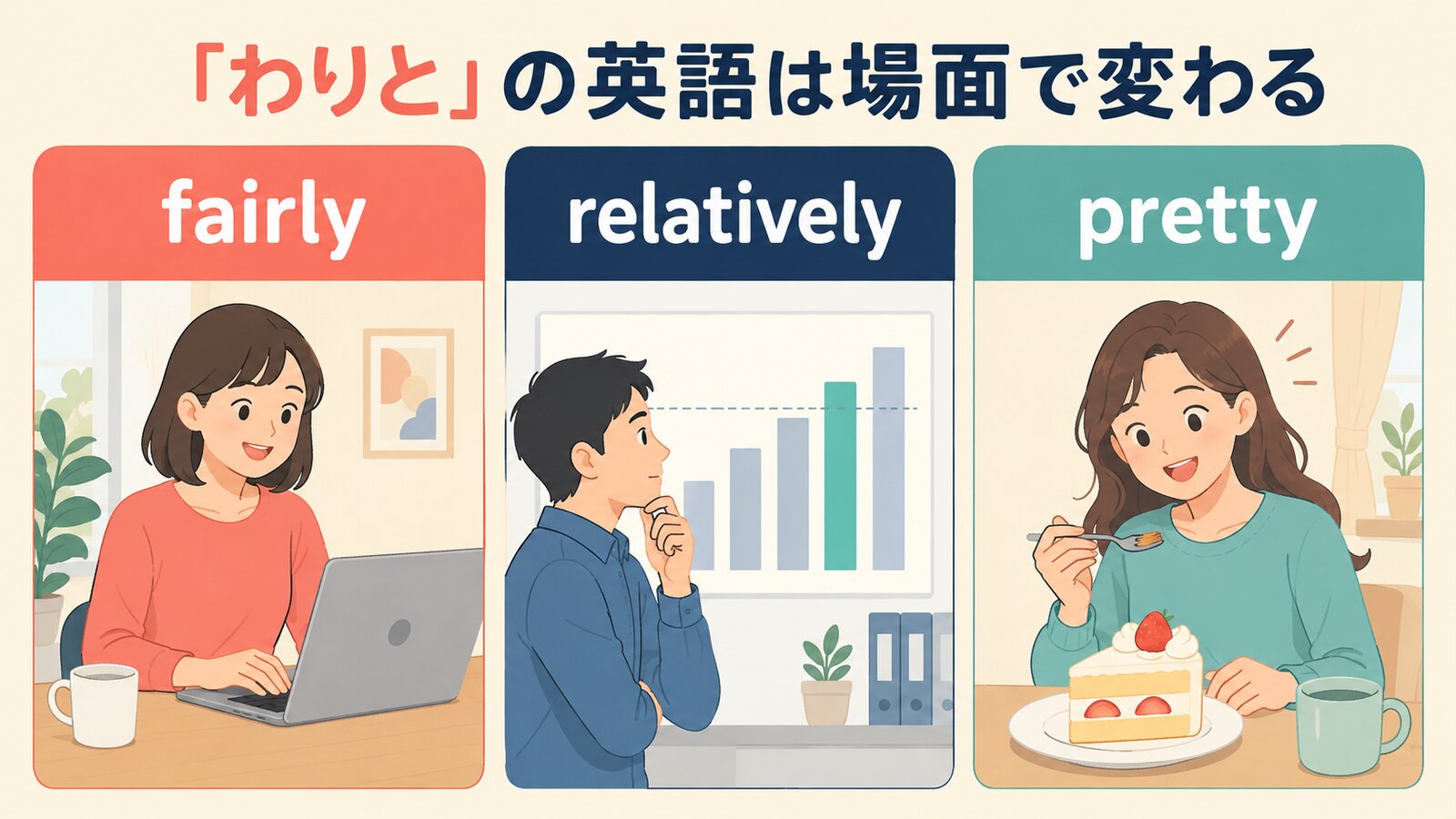 「わりと」を表す英語の使い分け図