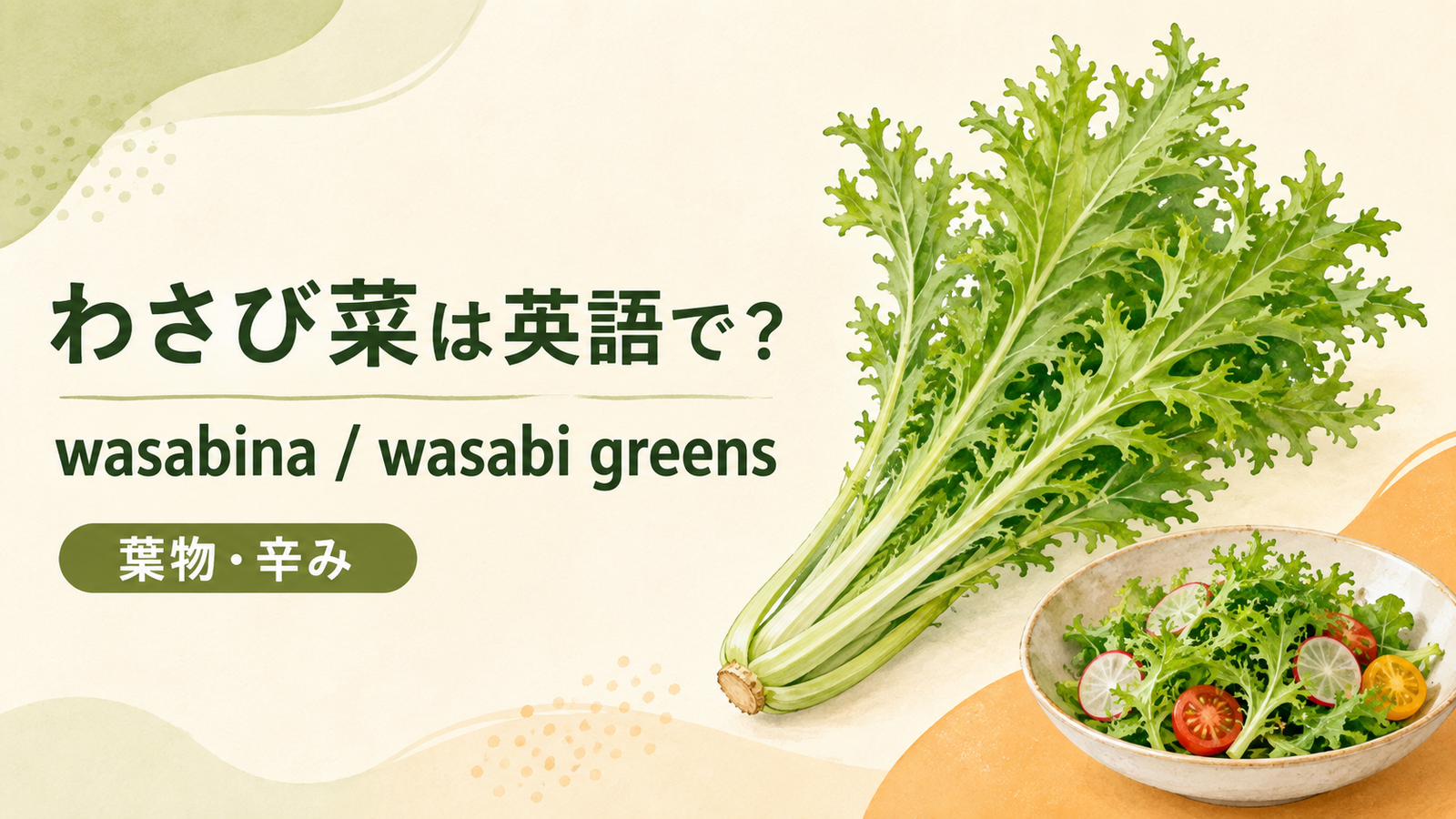 わさび菜は英語で何というかを解説するアイキャッチ