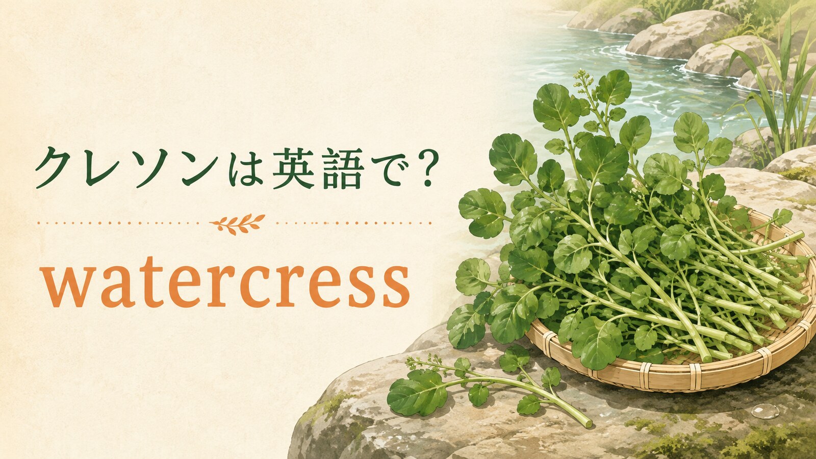 クレソンは英語でwatercressと表すことを紹介するアイキャッチ画像