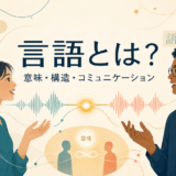 言語とは何かを意味・構造・コミュニケーションから表したアイキャッチ