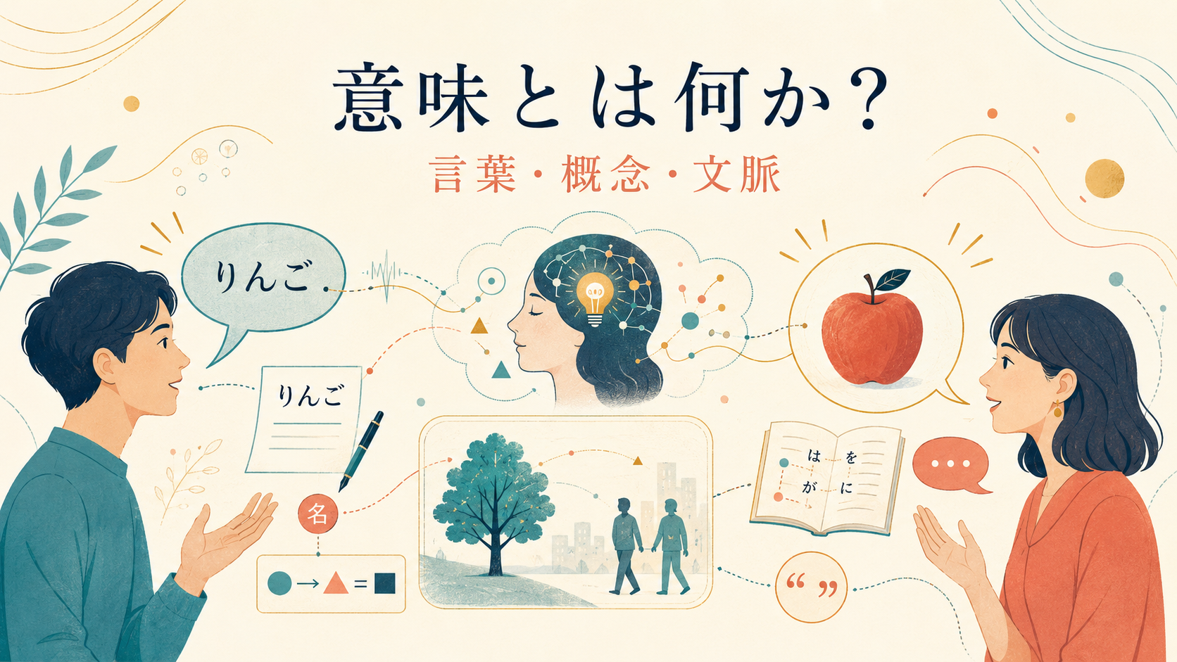 意味とは何かを言葉・概念・文脈の関係から表したアイキャッチ