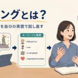 理解した内容を自分の英語で話し直すリテリングのイラスト