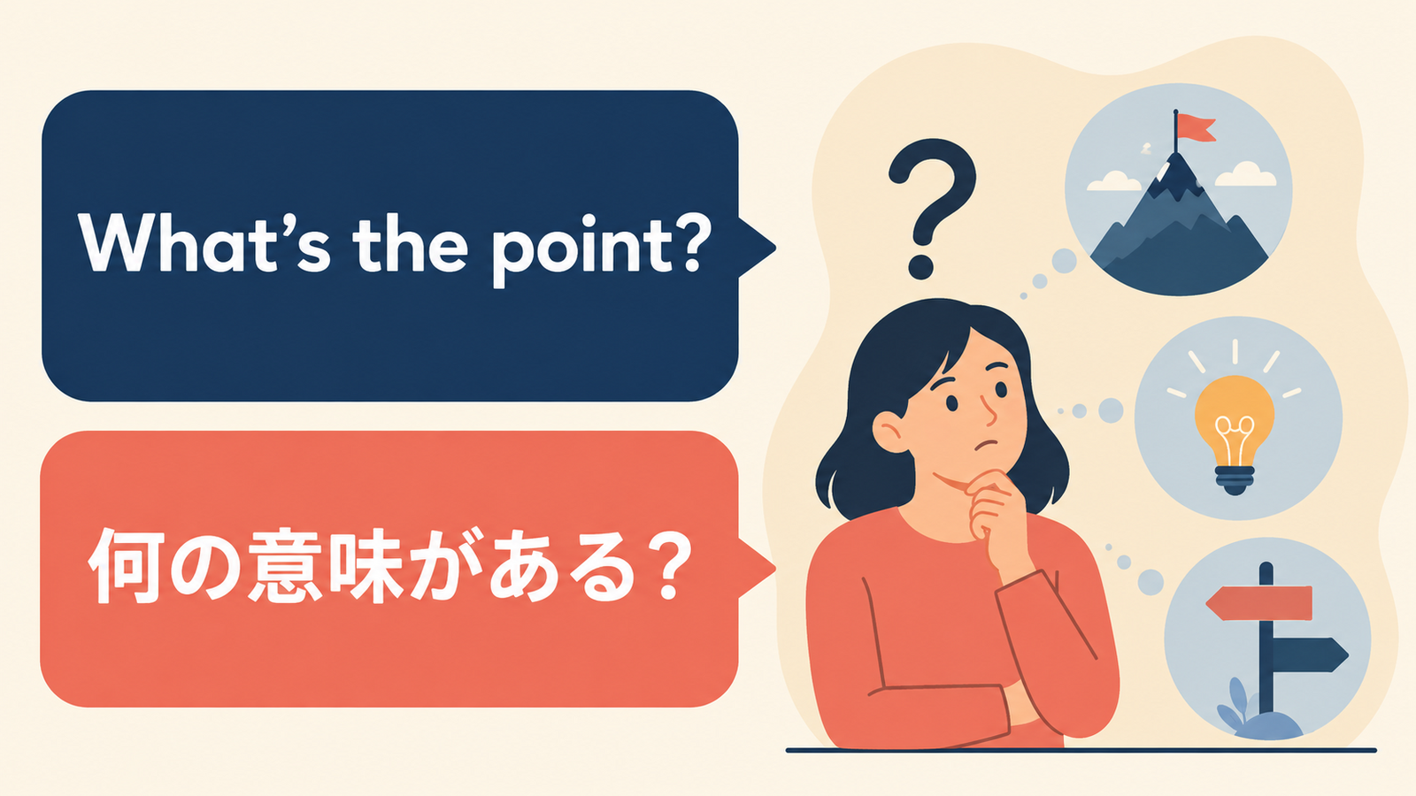 What's the point?のニュアンスを説明する記事内イラスト