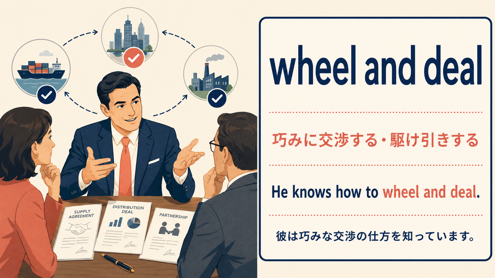wheel and dealの意味と例文