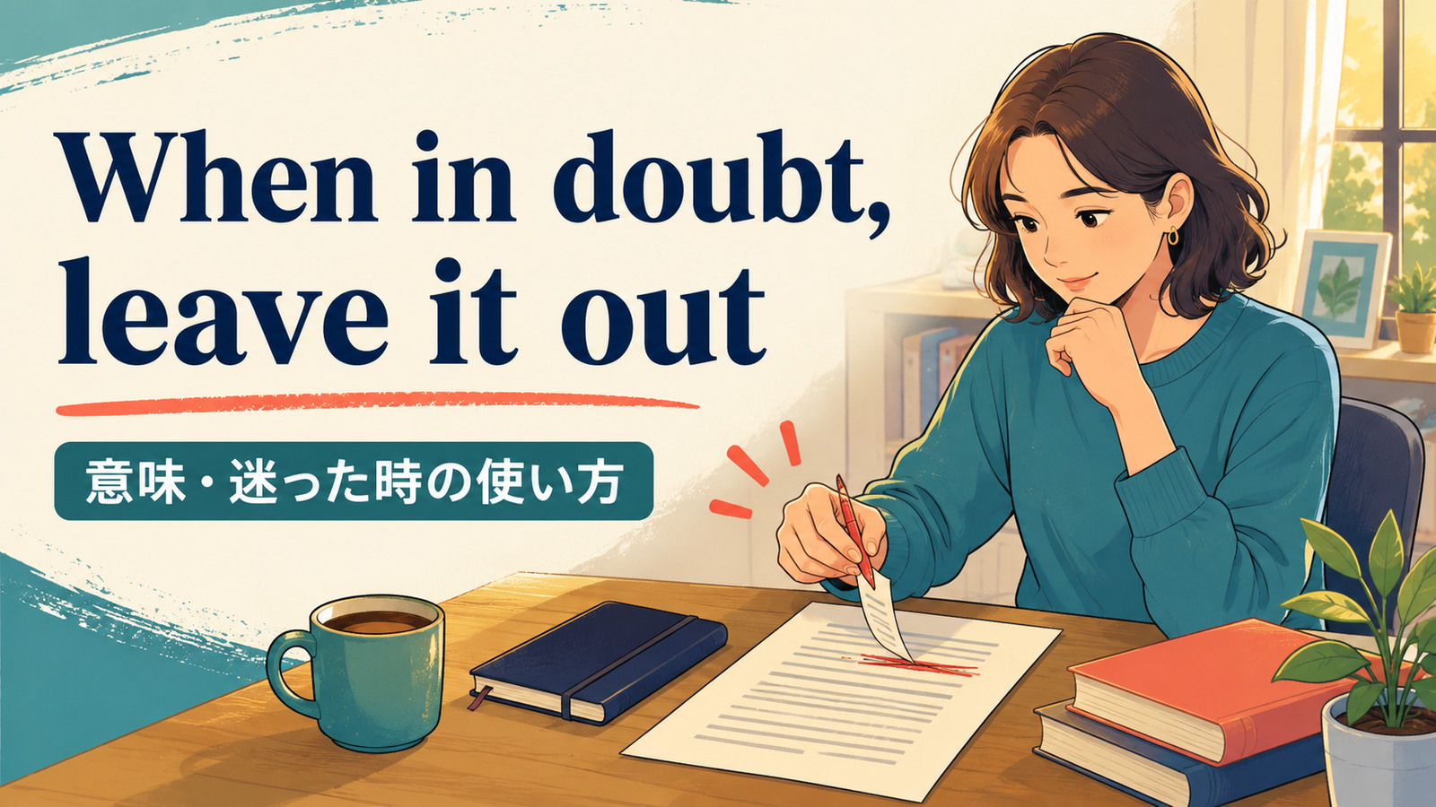 When in doubt, leave it outの意味・使い方を解説するアイキャッチ