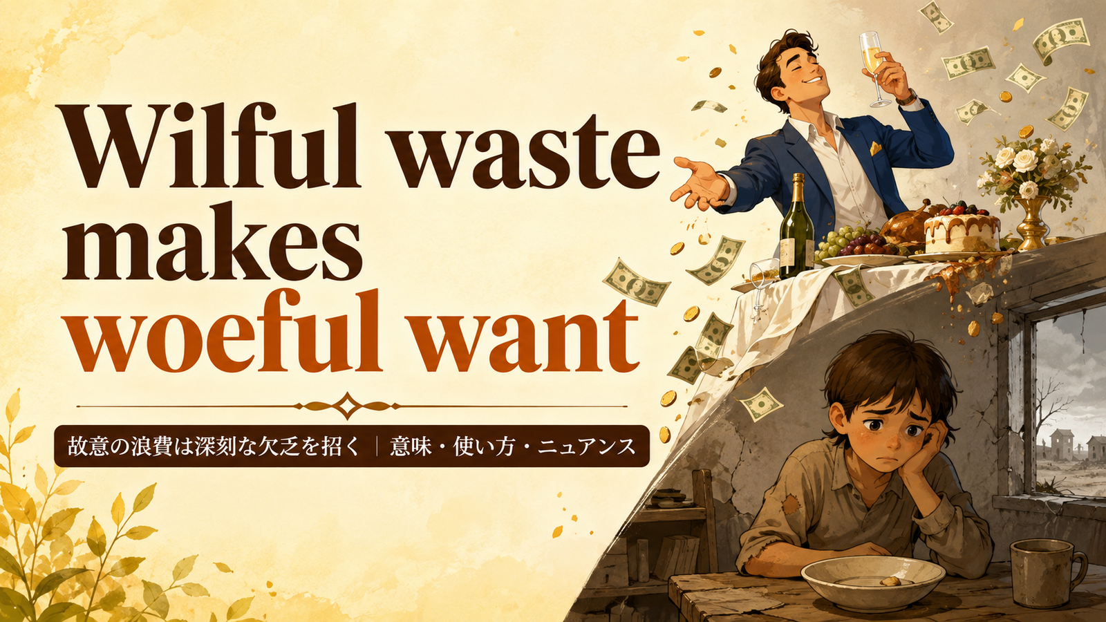 Wilful waste makes woeful wantの意味と使い方