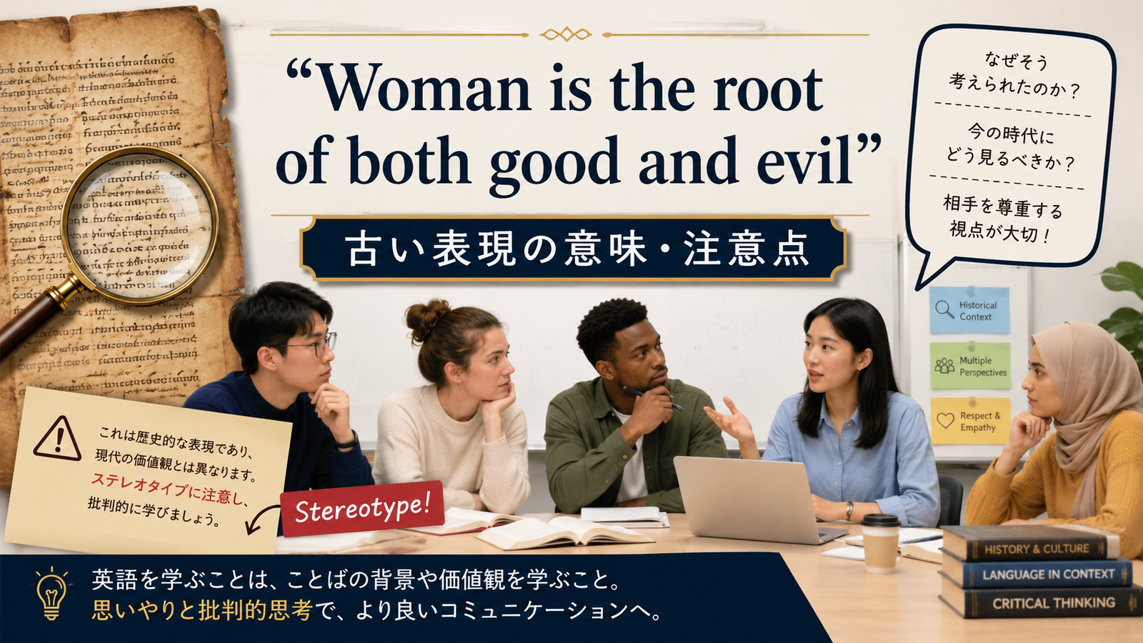 Woman is the root of both good and evilの意味と使い方
