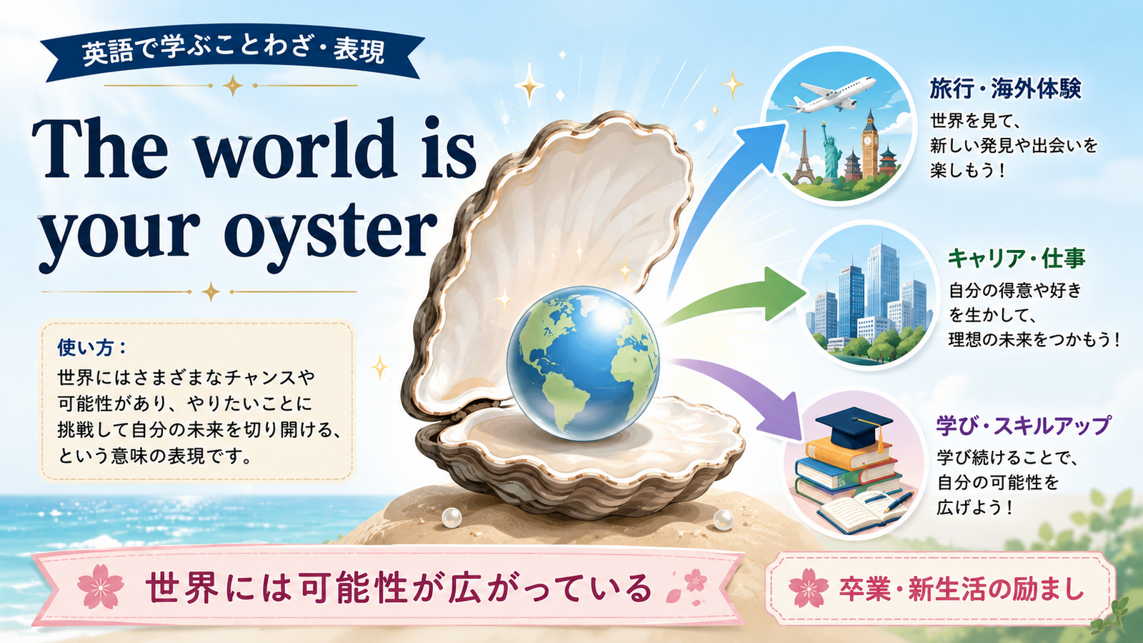 The world is your oysterのニュアンスを図解