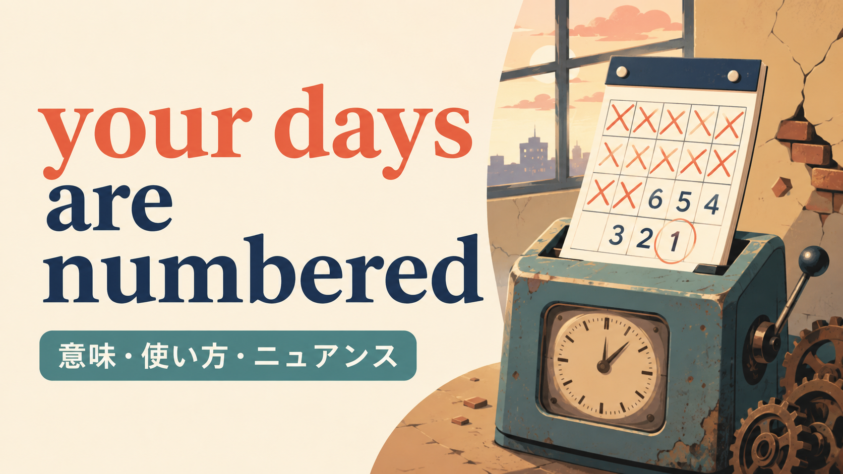 your days are numberedの意味・使い方・ニュアンスを解説するアイキャッチ