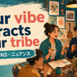 Your vibe attracts your tribeの意味・使い方を解説するアイキャッチ
