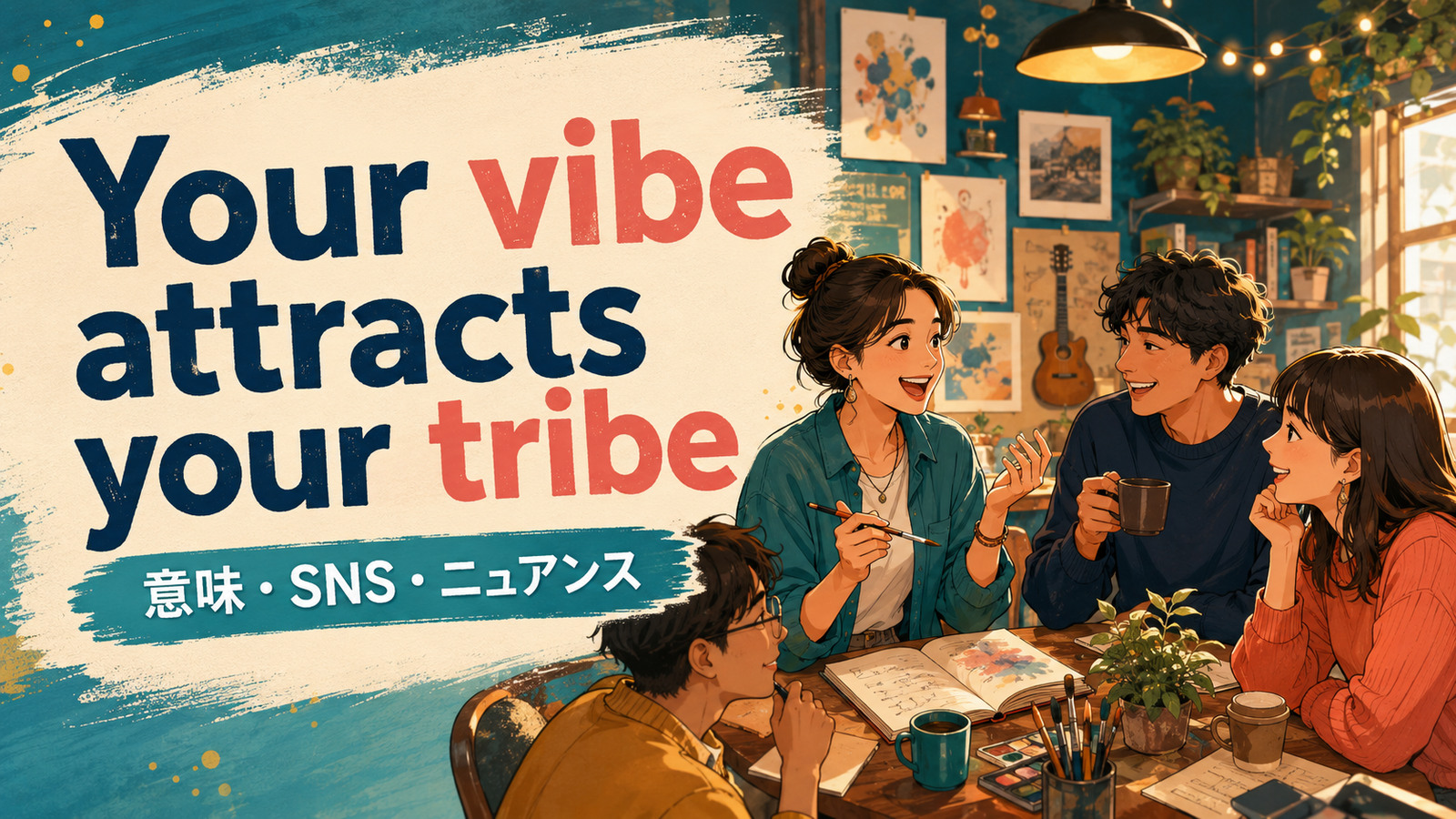 Your vibe attracts your tribeの意味・使い方を解説するアイキャッチ