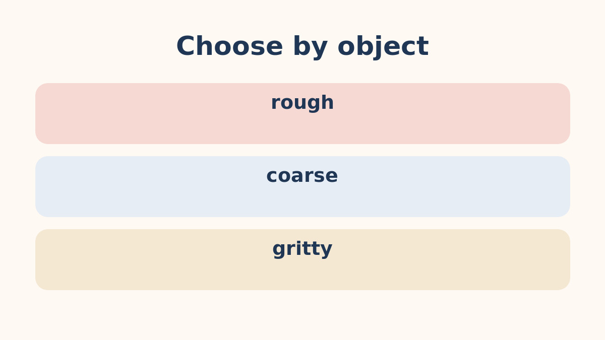 rough・coarse・grittyの違いを示す比較図