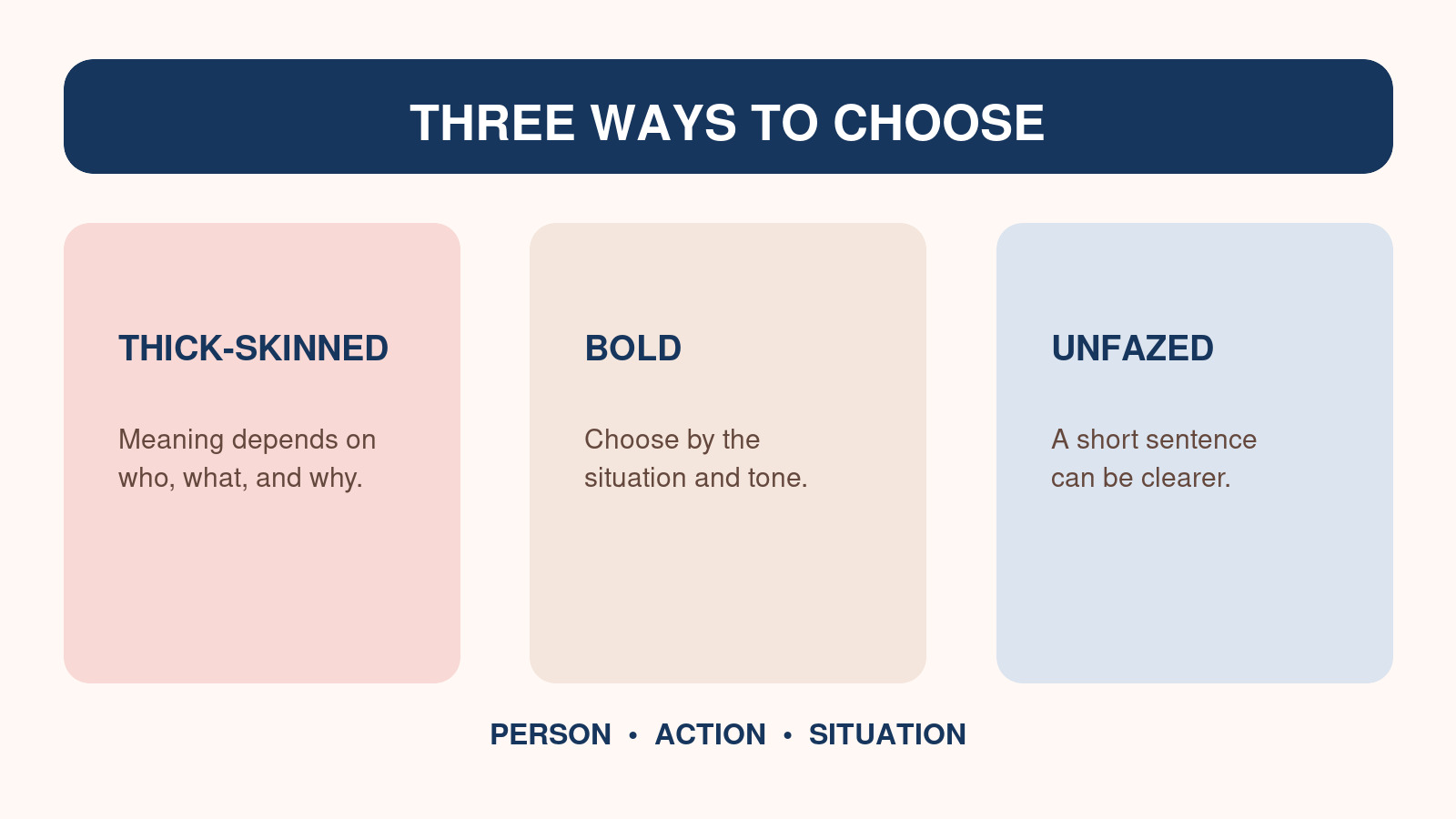 「図太い」を表すthick-skinned・bold・unfazedの比較